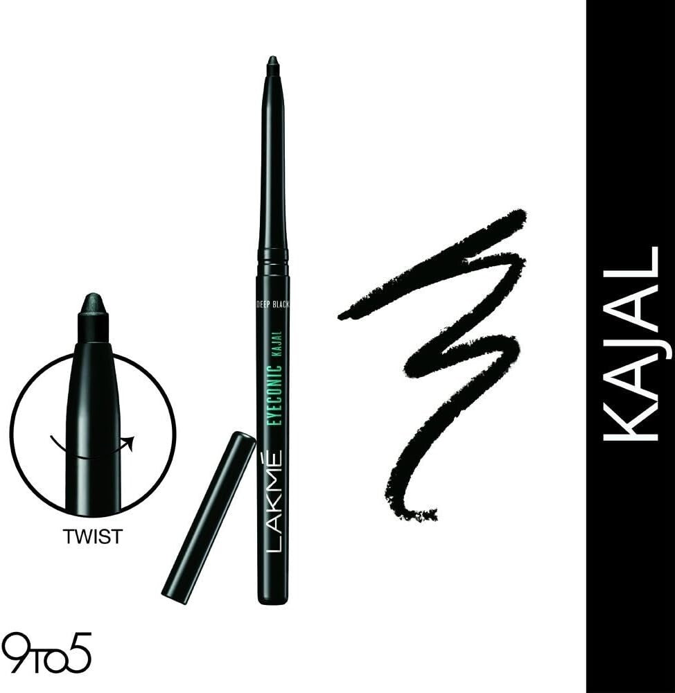 LAKME Eyeconic Kajal 0.35g / Deep Black / Upto 24Hrs  Free Shipping
